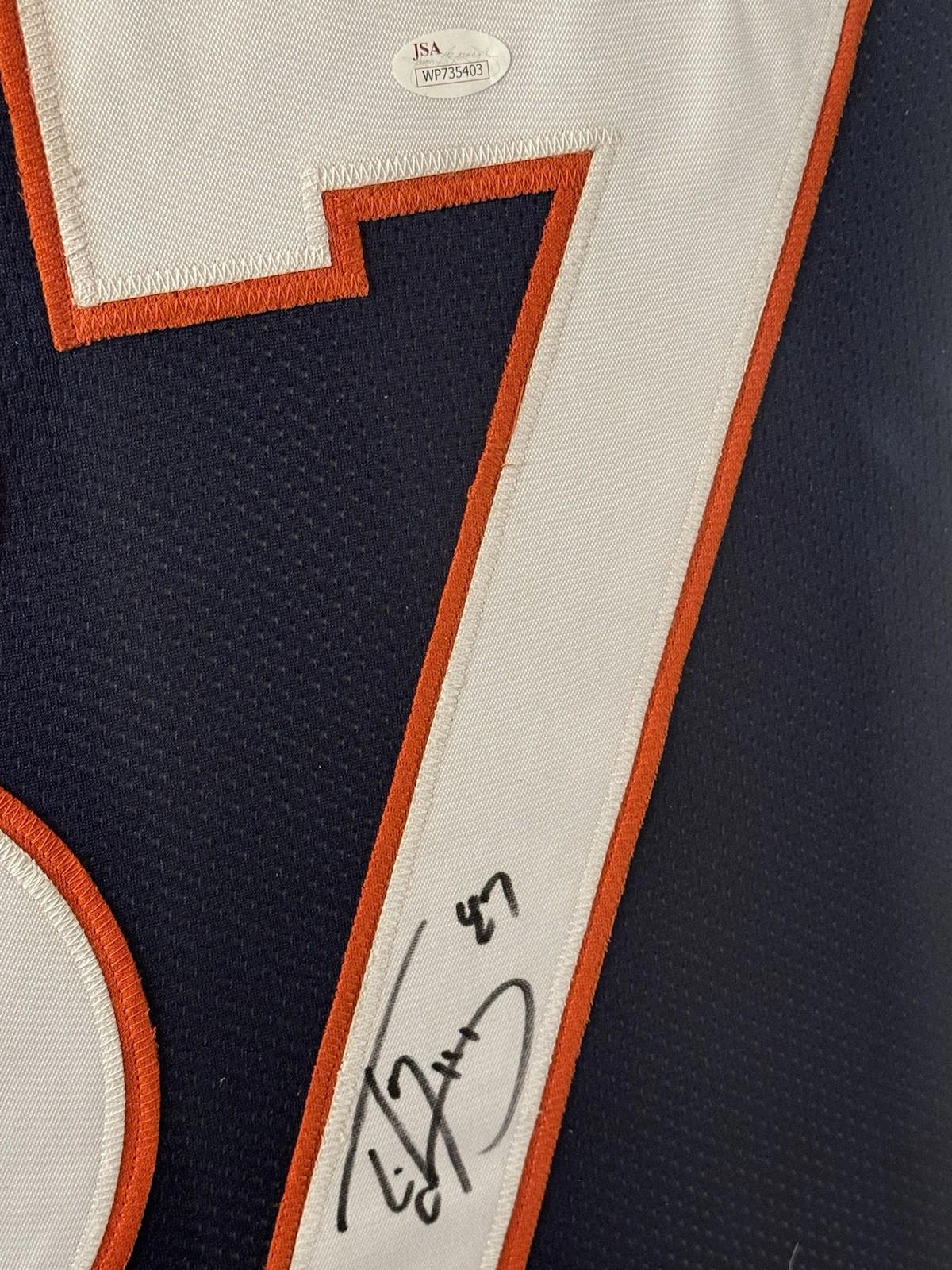 Ed McCaffrey Signed Jersey Framed W/ JSA COA Denver Broncos Navy Auto Display