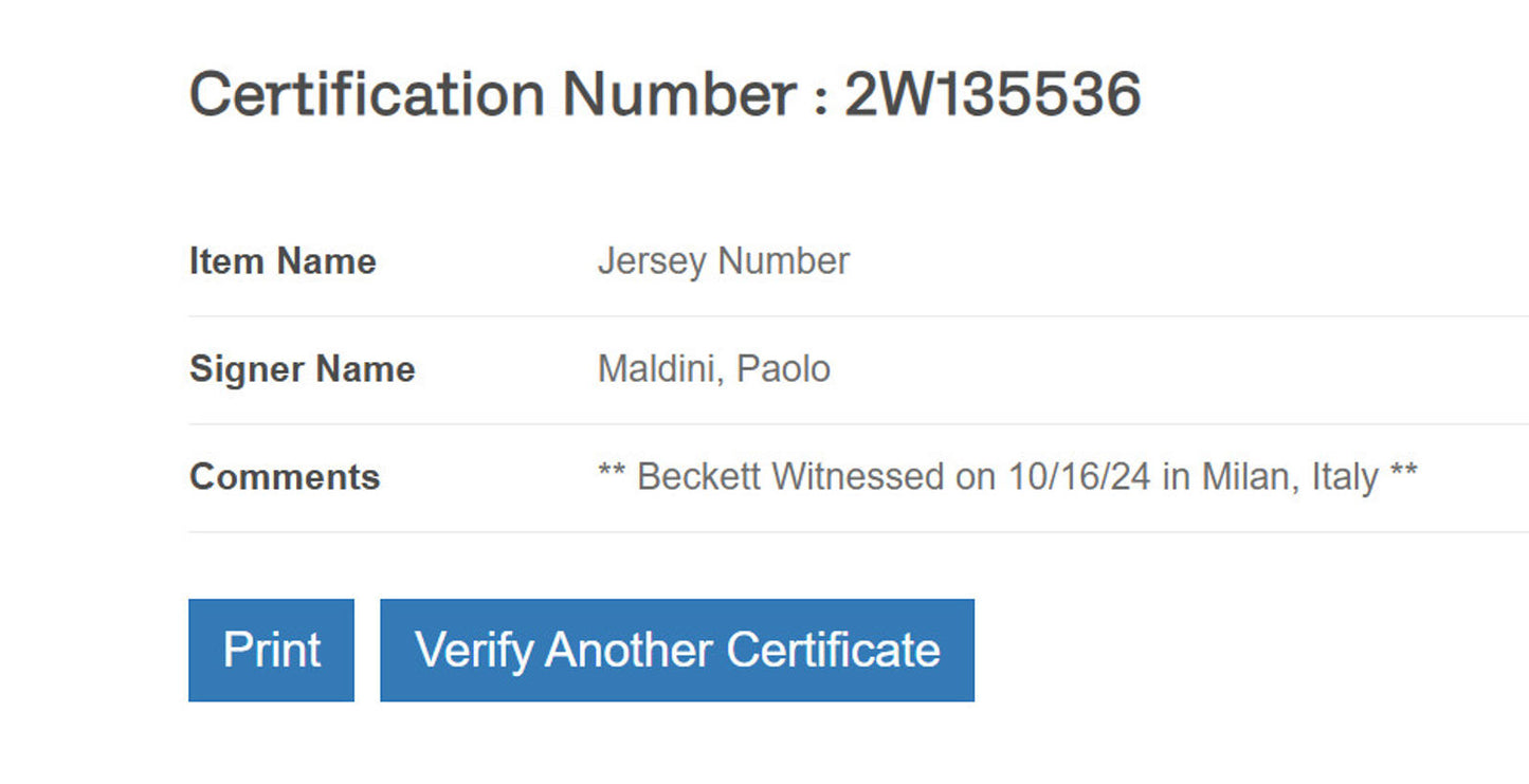 Paolo Maldini Signed Jersey Framed W/ Beckett BAS COA AC Milan White Auto