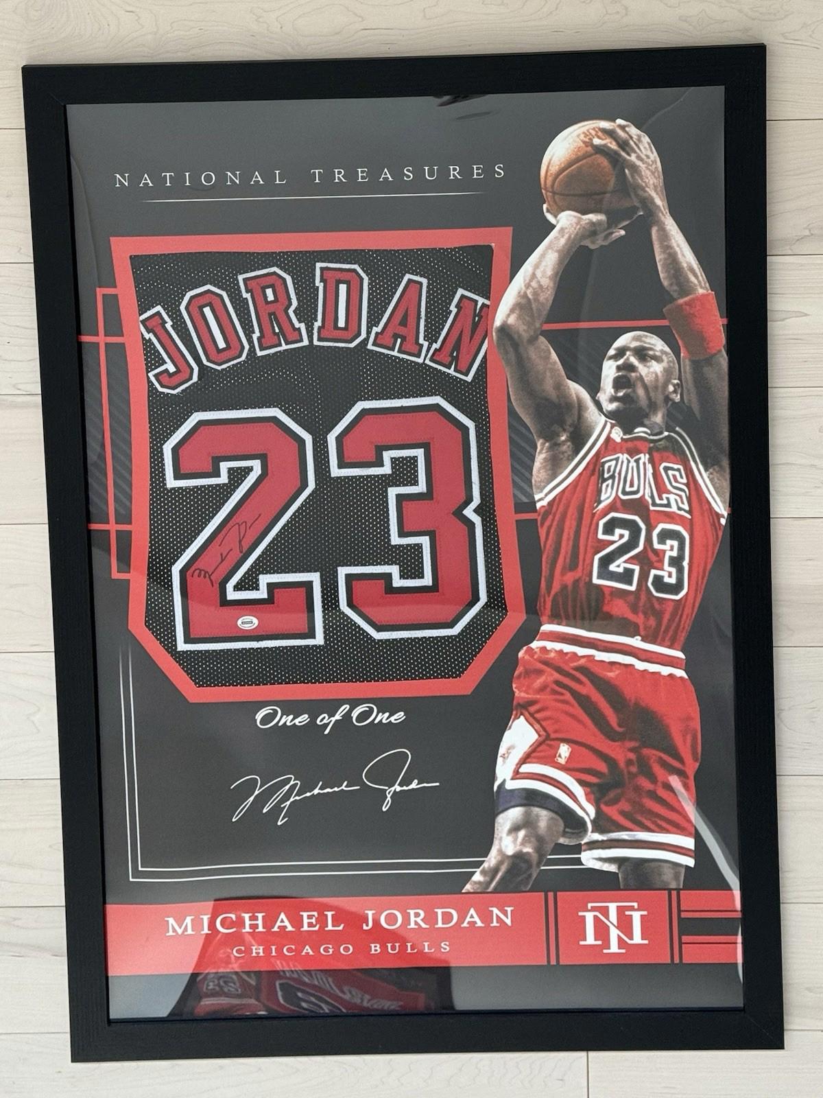 Michael Jordan Signed Framed Chicago Bulls Jersey W/COA Black Jersey Autographed