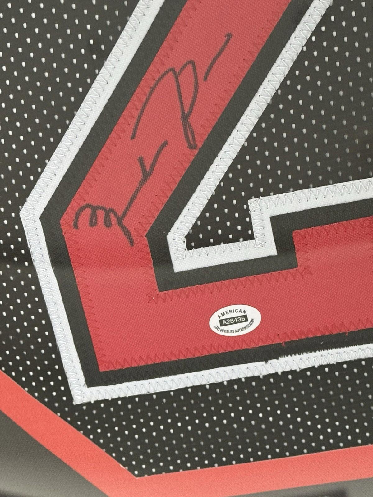 Michael Jordan Signed Framed Chicago Bulls Jersey W/COA Black Jersey Autographed