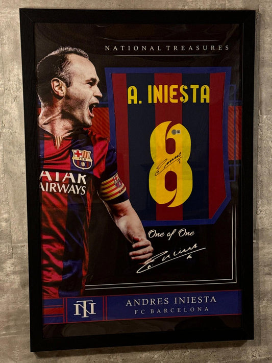 Andres Aniesta Signed Jersey Framed W/ Beckett BAS COA FC Barcelona Blue Auto