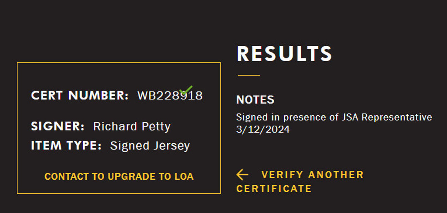 Richard Petty Signed Jersey Framed W/ JSA COA Richard Petty Motorsports White