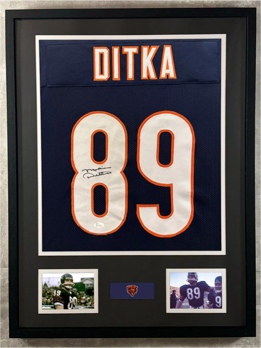 Mike Ditka Signed Jersey Framed W/ JSA COA Chicago Bears Navy Auto Display