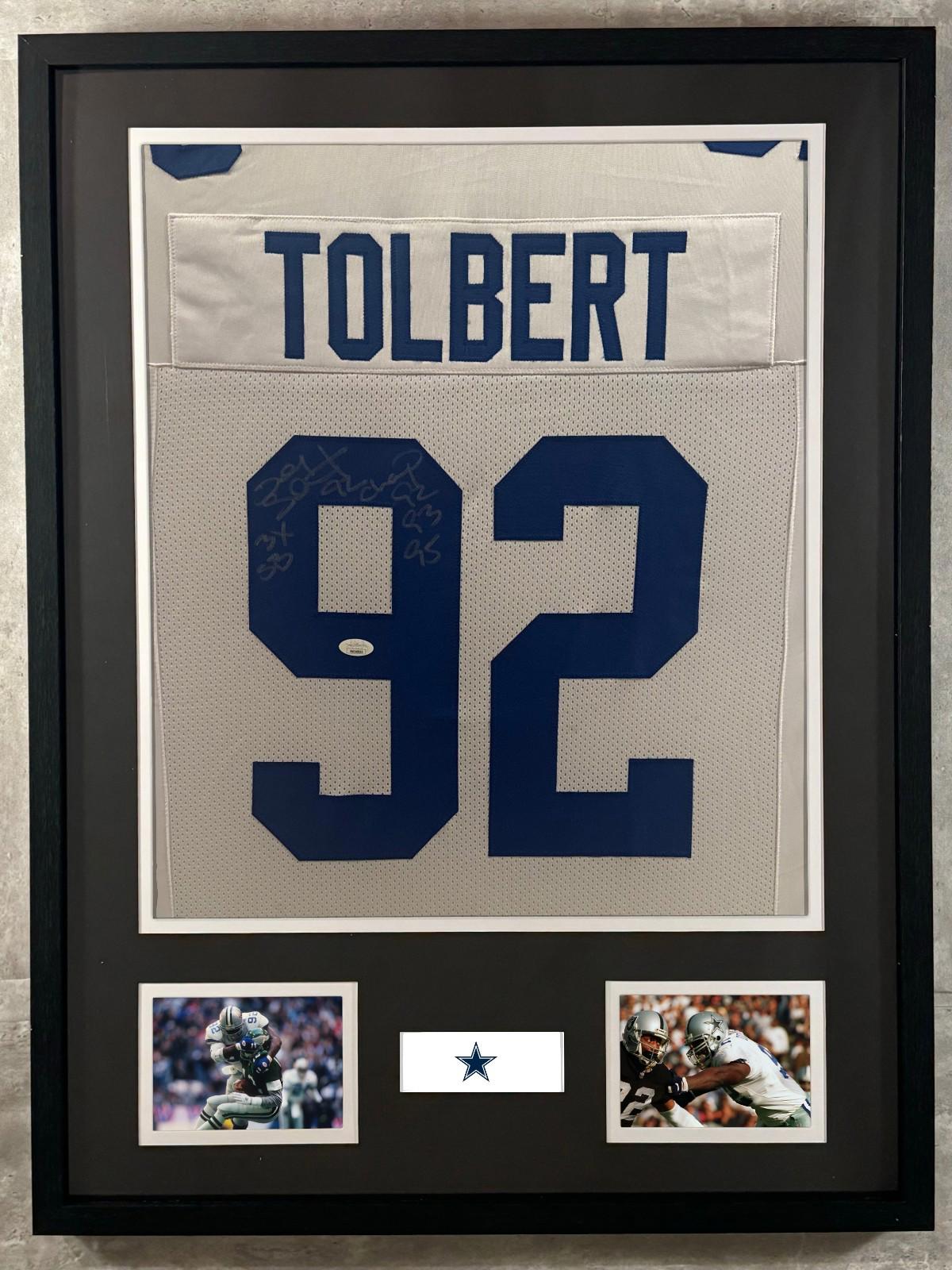 Tony Tolbert Signed Jersey Framed W/ JSA COA Dallas Cowboys White Auto Display