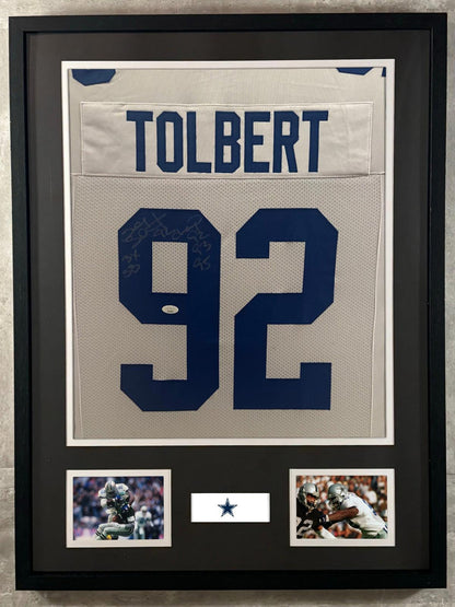 Tony Tolbert Signed Jersey Framed W/ JSA COA Dallas Cowboys White Auto Display
