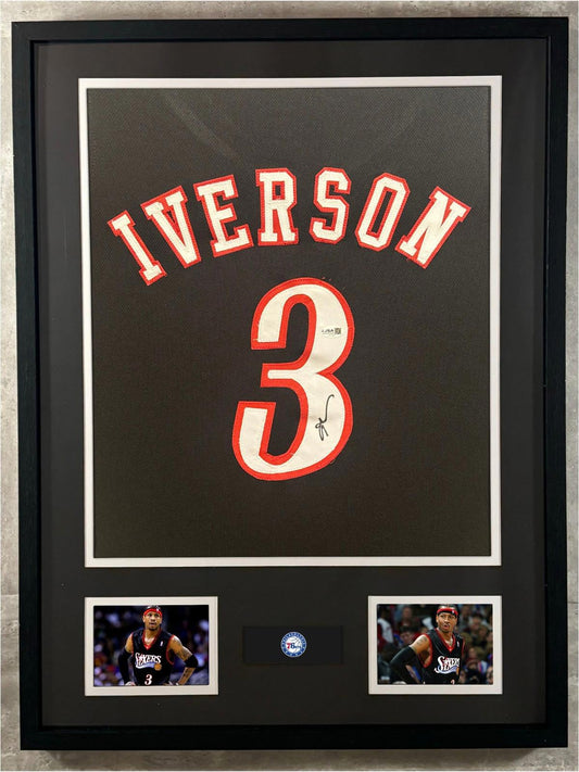 Allen Iverson Signed Jersey Framed W/ JSA COA Philadelphia 76ers Black Auto