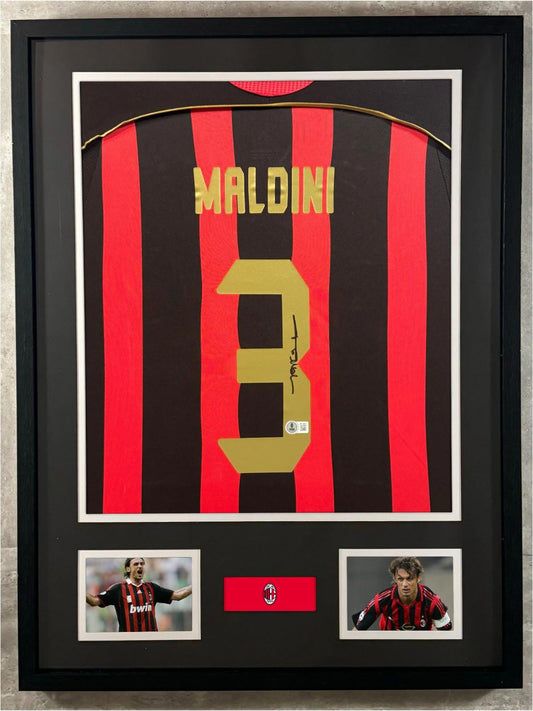 Paolo Maldini Signed Jersey Framed W/ Beckett BAS COA AC Milan Black Auto
