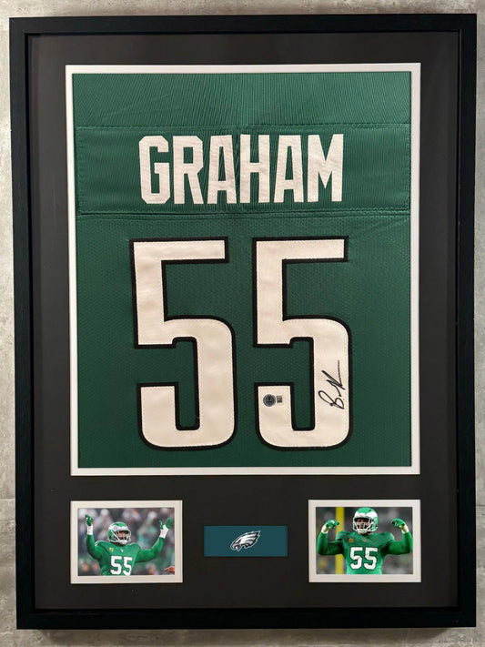 Brandon Graham Signed Jersey Framed W/ Beckett BAS COA Philadelphia Eagles Green
