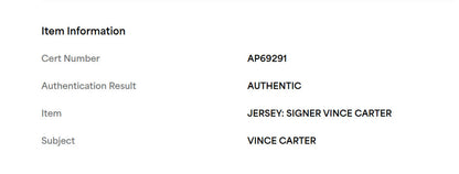 Vince Carter Signed Jersey Framed W/ PSA COA M&N Toronto Raptors Purple Auto