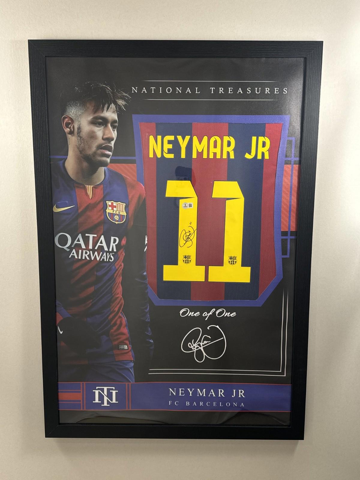 Neymar Jr Signed Jersey Framed W/ BAS COA FC Barcelona Home Jersey Auto Display