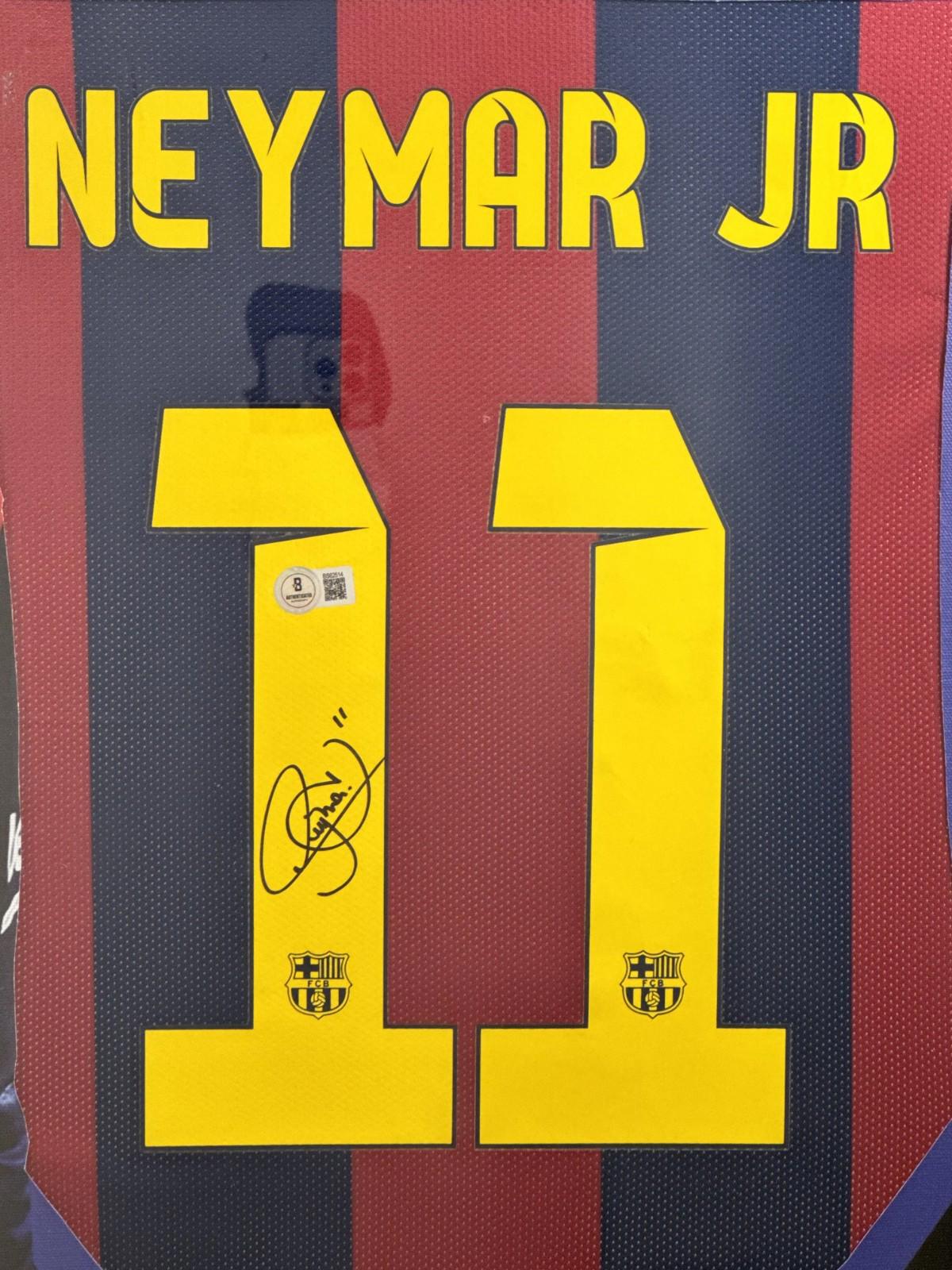 Neymar Jr Signed Jersey Framed W/ BAS COA FC Barcelona Home Jersey Auto Display