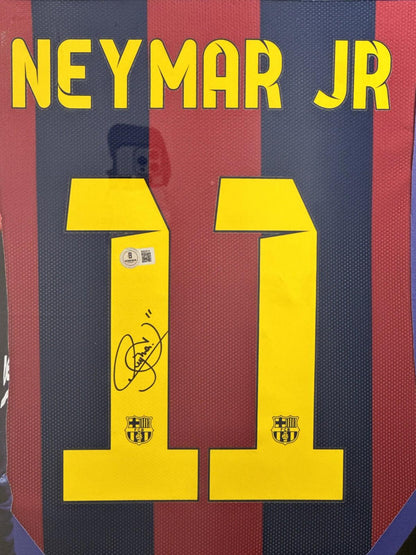 Neymar Jr Signed Jersey Framed W/ BAS COA FC Barcelona Home Jersey Auto Display