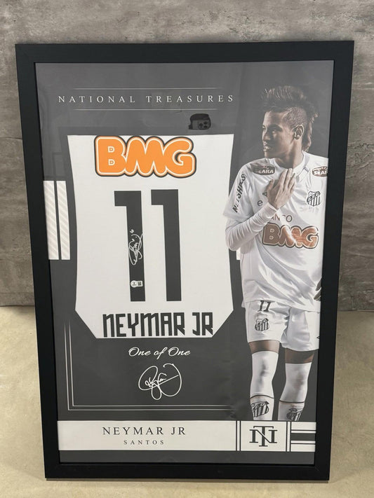 Neymar Jr Signed Jersey Framed W/ BAS COA Santos White Auto Display