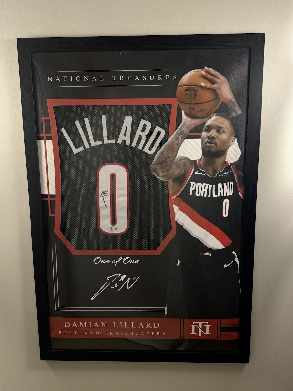 Damian Lillard Signed Jersey Framed W/ BAS COA Portland Trail Blazers Black Auto