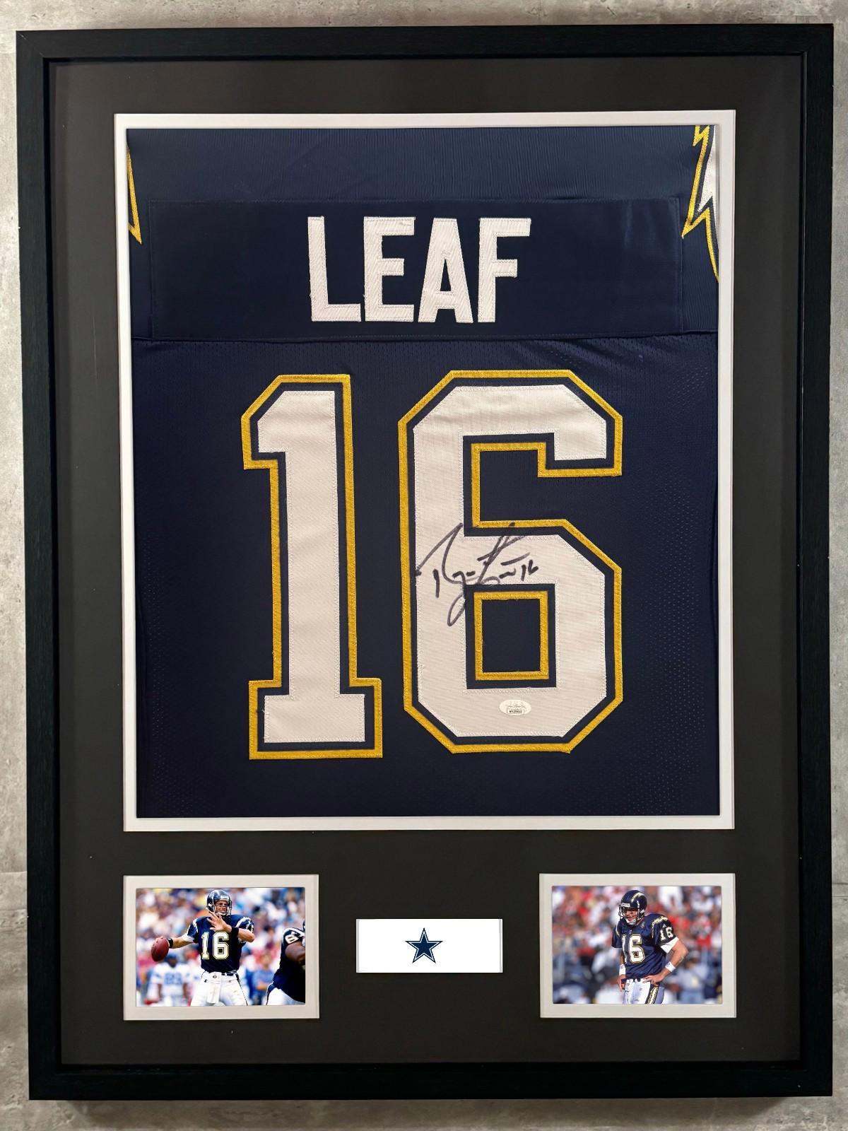 Ryan Leaf Signed Jersey Framed W/ JSA COA Los Angeles Chargers Blue Auto Display