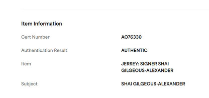 Shai Gilgeous-Alexander Signed Jersey Framed W/ PSA COA Oklahoma City Thunder