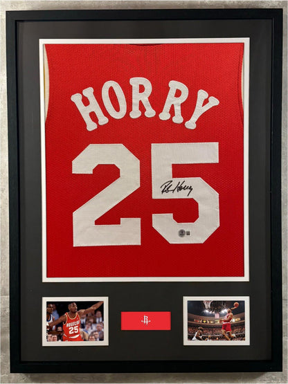 Robert Horry Signed Jersey Framed W/ Beckett BAS COA Houston Rockets Red Auto