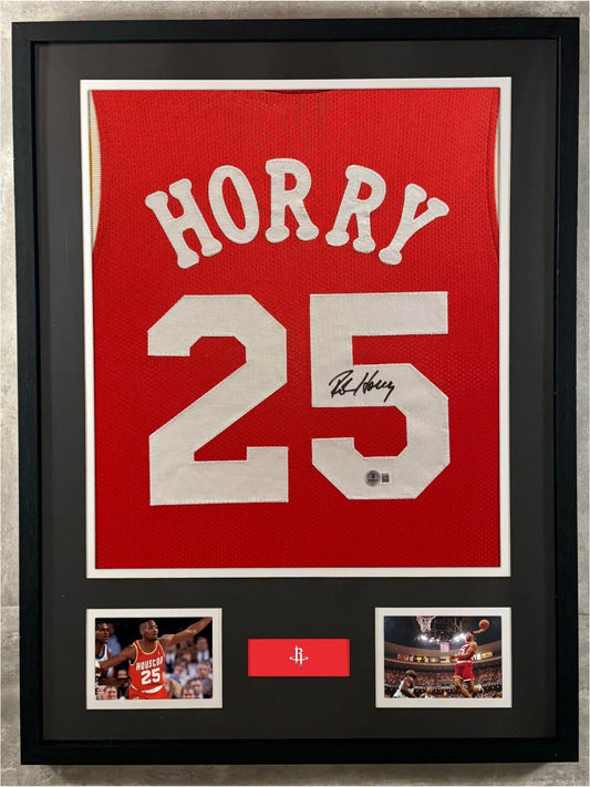 Robert Horry Signed Jersey Framed W/ Beckett BAS COA Houston Rockets Red Auto