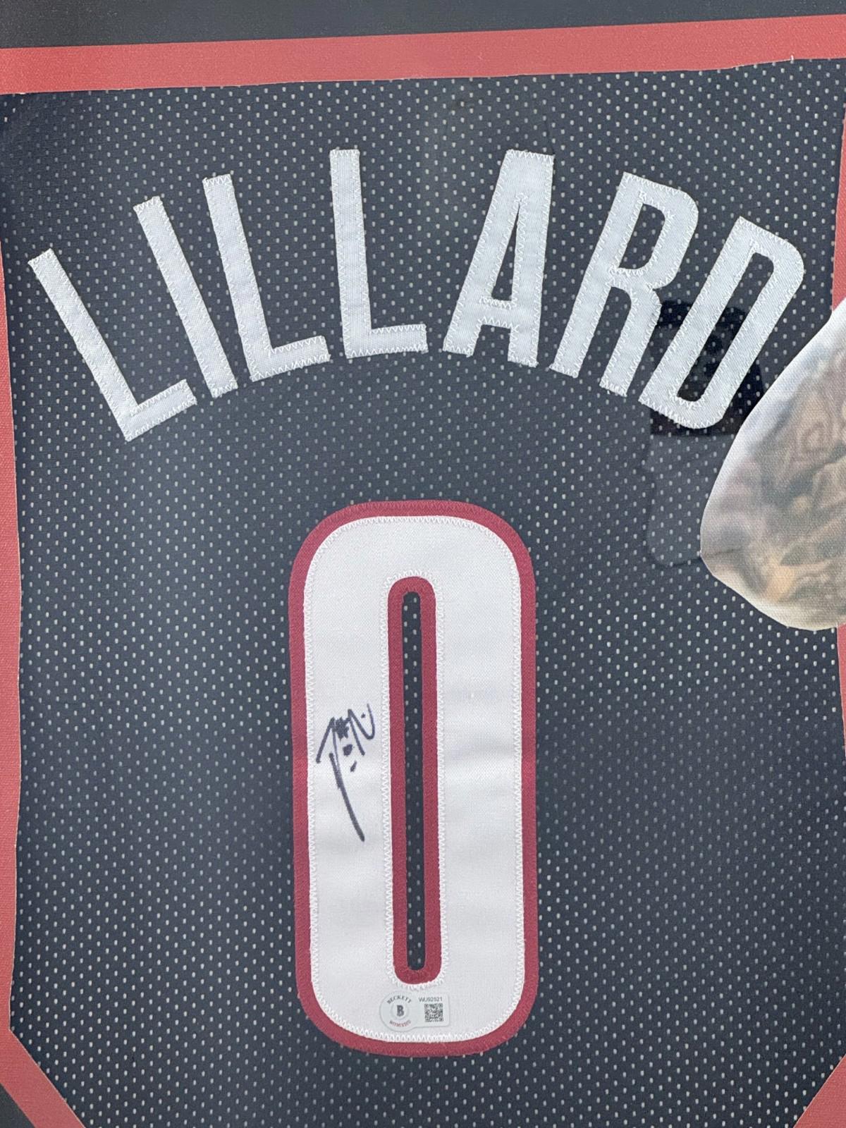 Damian Lillard Signed Jersey Framed W/ BAS COA Portland Trail Blazers Black Auto