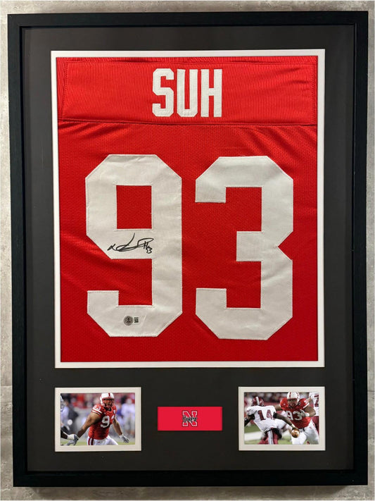 Ndamukong Suh Signed Jersey Framed W/ Beckett BAS COA Nebraska Cornhuskers Red