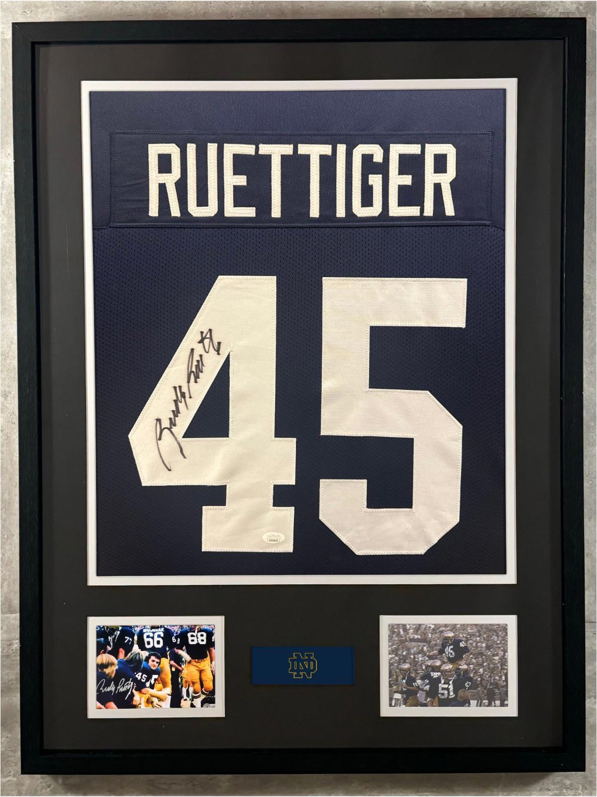 Rudy Ruettiger Signed Jersey Framed W/ JSA COA Notre Dame Fighting Irish Navy