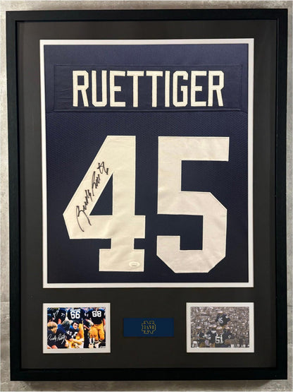 Rudy Ruettiger Signed Jersey Framed W/ JSA COA Notre Dame Fighting Irish Navy