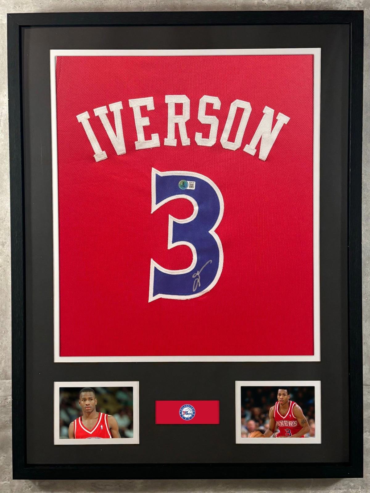 Allen Iverson Signed Jersey Framed W/ Beckett BAS COA Philadelphia 76ers Red