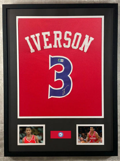 Allen Iverson Signed Jersey Framed W/ Beckett BAS COA Philadelphia 76ers Red