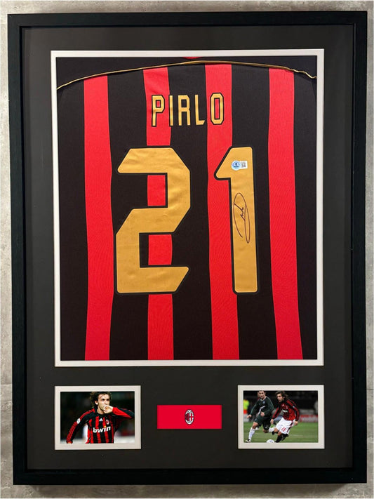 Andrea Pirlo Signed Jersey Framed W/ Beckett BAS COA AC Milan Black Auto Display