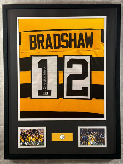Terry Bradshaw Signed Jersey Framed W/ Beckett BAS COA Pittsburgh Steelers