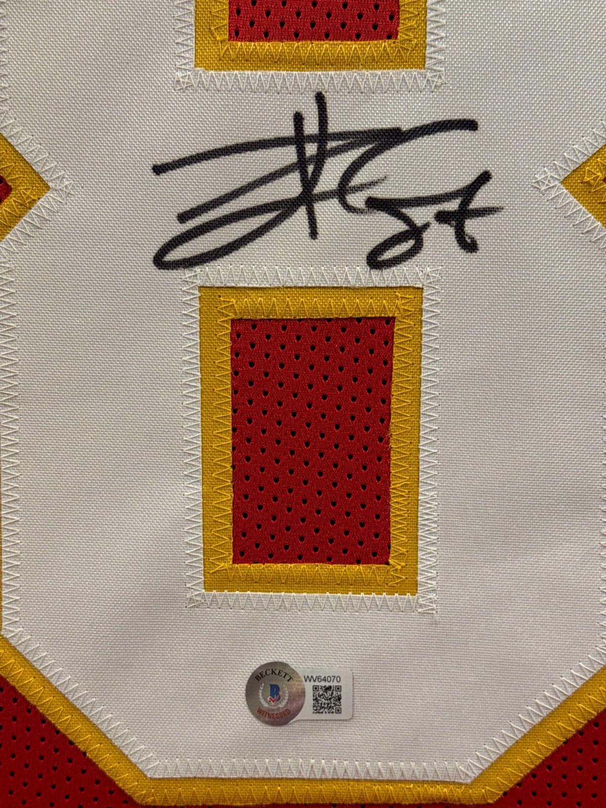 Travis Kelce Signed Jersey Framed W/ Beckett BAS COA Kansas City Chiefs Red Auto