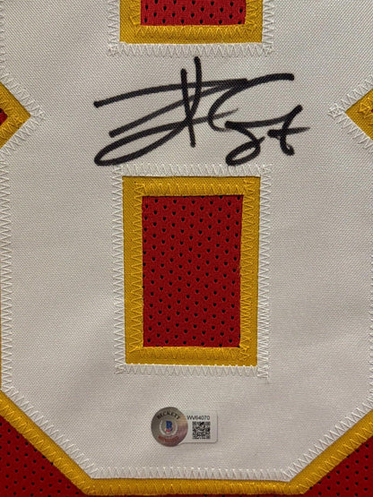 Travis Kelce Signed Jersey Framed W/ Beckett BAS COA Kansas City Chiefs Red Auto