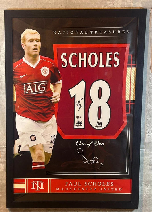 Paul Scholes Signed Jersey Framed W/ Beckett BAS COA Manchester United Red Auto