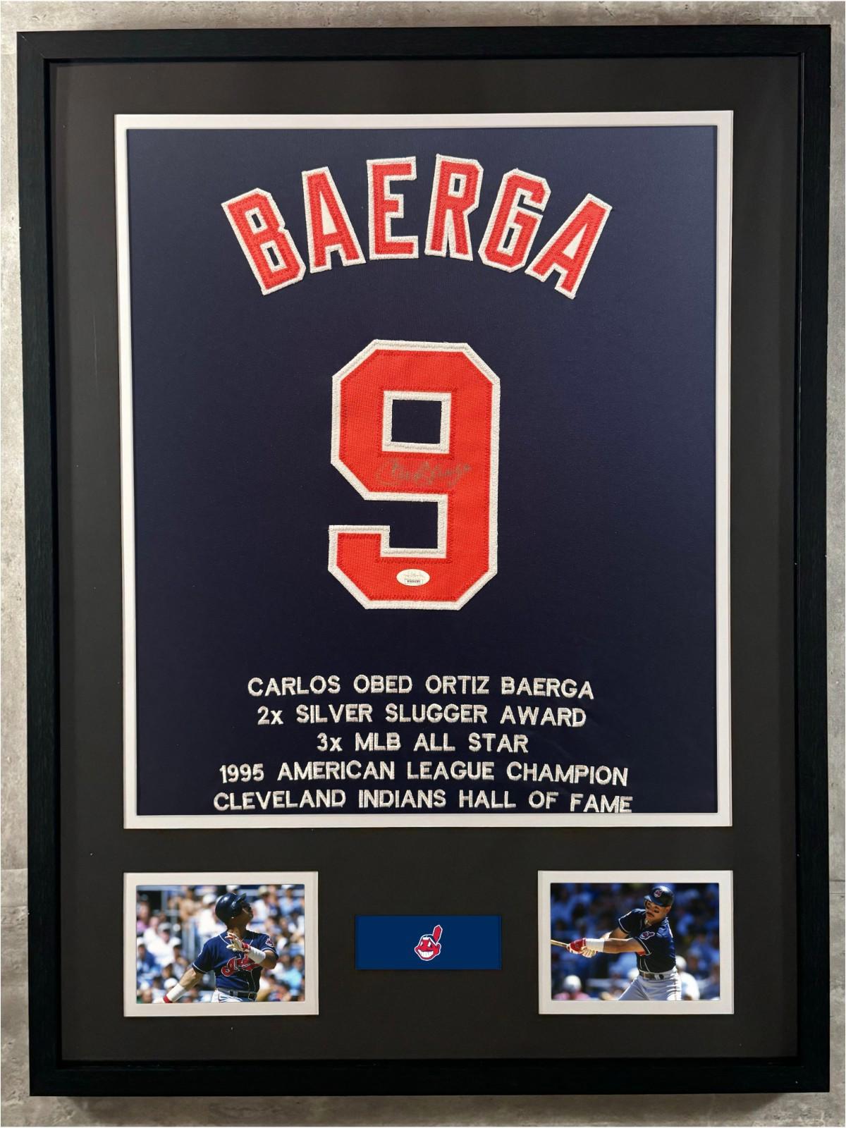 Carlos Baerga Signed Jersey Framed W/ JSA COA Cleveland Indians Black Auto
