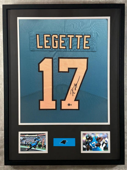 Xavier Legette Signed Jersey Framed W/ Beckett BAS COA Carolina Panthers Blue