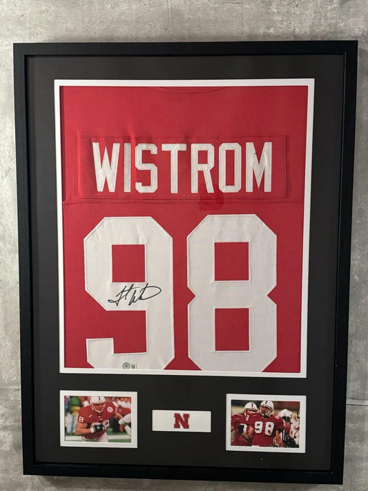 Grant Wistrom Signed Jersey Framed W/ Beckett COA Nebraska Cornhuskers Red Auto