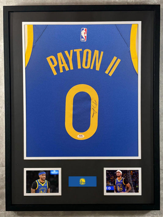 Gary Payton II Signed Jersey Framed W/ PSA COA Golden State Warriors Blue Auto