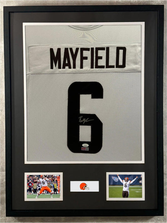 Baker Mayfield Signed Jersey Framed W/ JSA COA Cleveland Browns White Auto