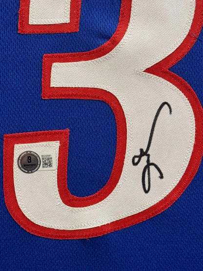 Allen Iverson Signed Jersey Framed W/ Beckett BAS COA Philadelphia 76ers Blue