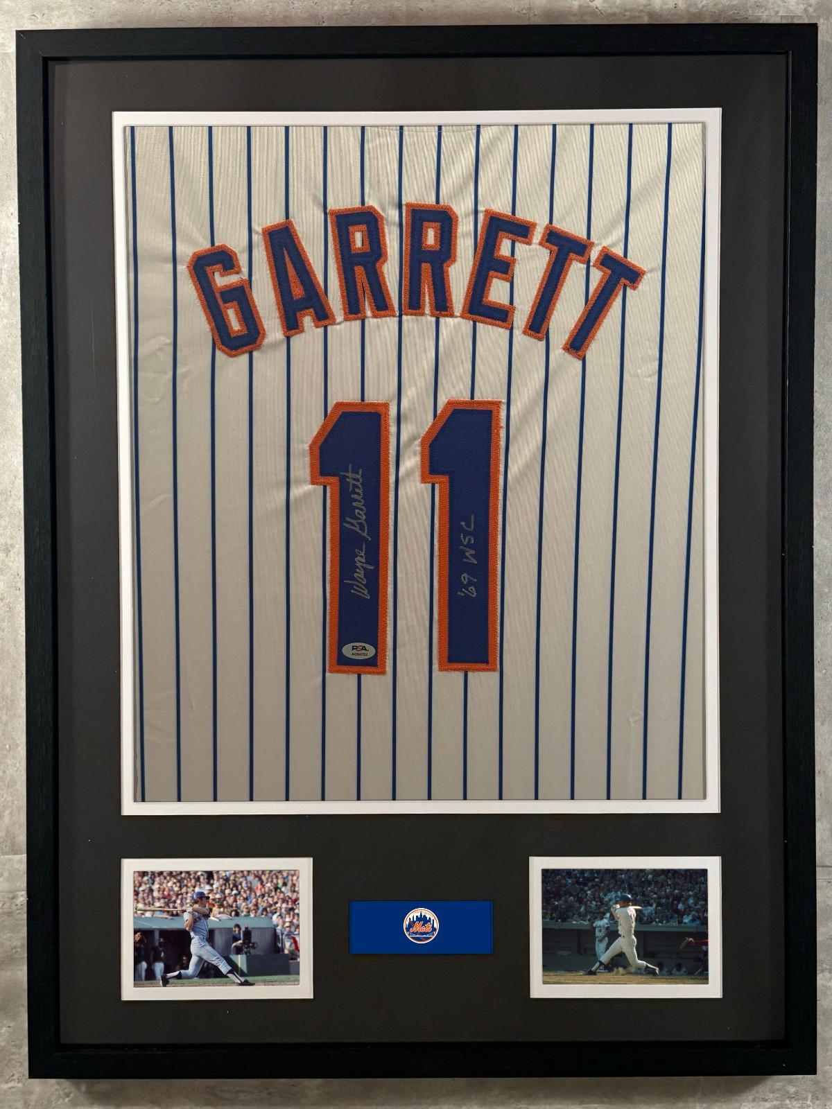 Wayne Garrett Signed Jersey Framed W/ PSA COA New York Mets White Auto Display