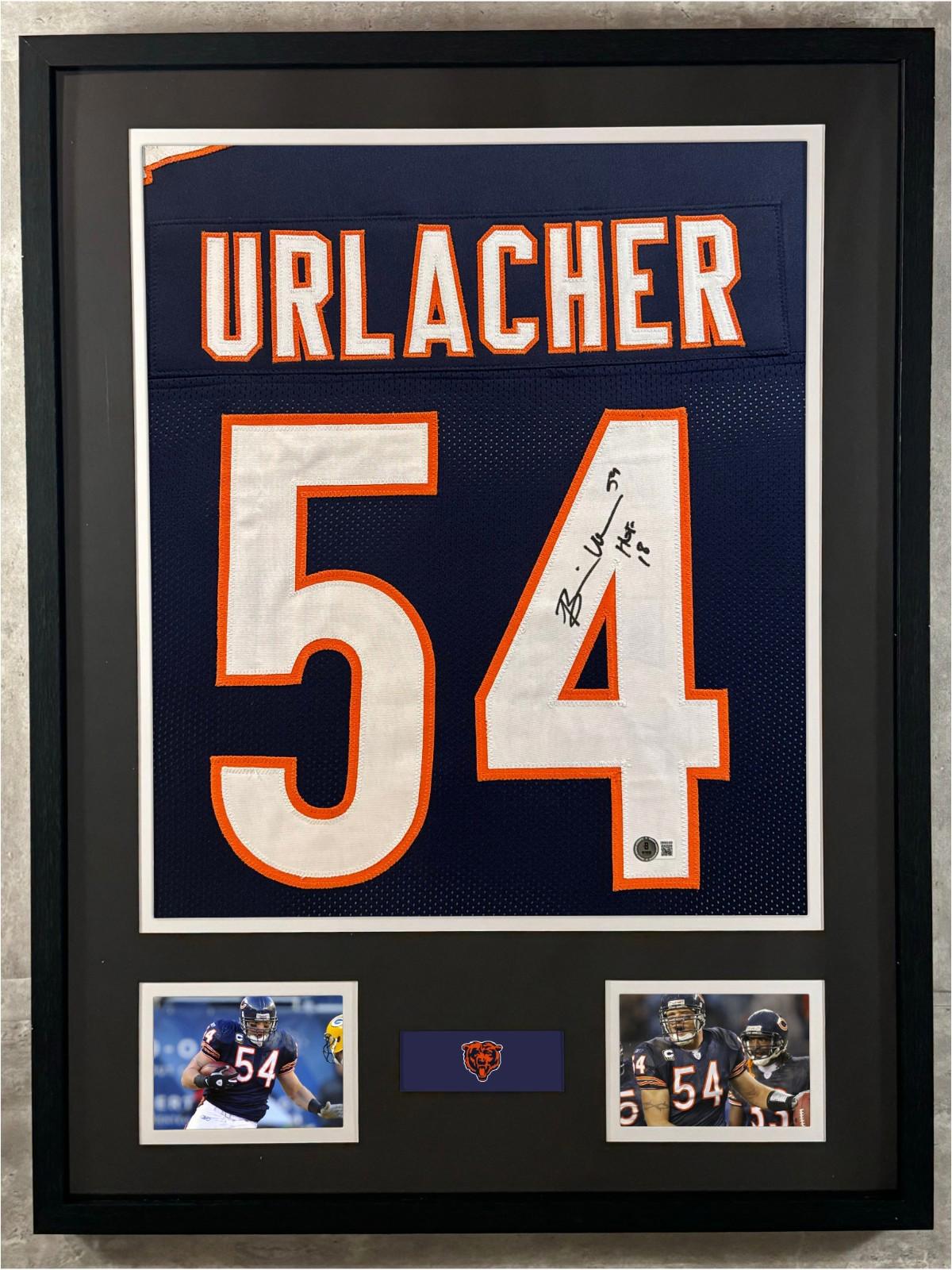 Brian Urlacher Signed Jersey Framed W/ Beckett BAS COA Chicago Bears Blue Auto