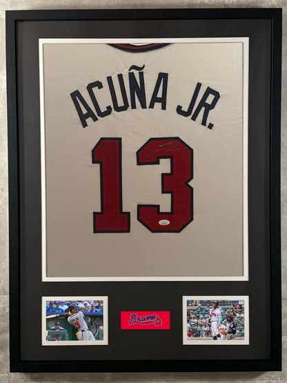 Ronald Acuna Jr. Signed Jersey Framed W/ JSA COA Atlanta Braves White Auto