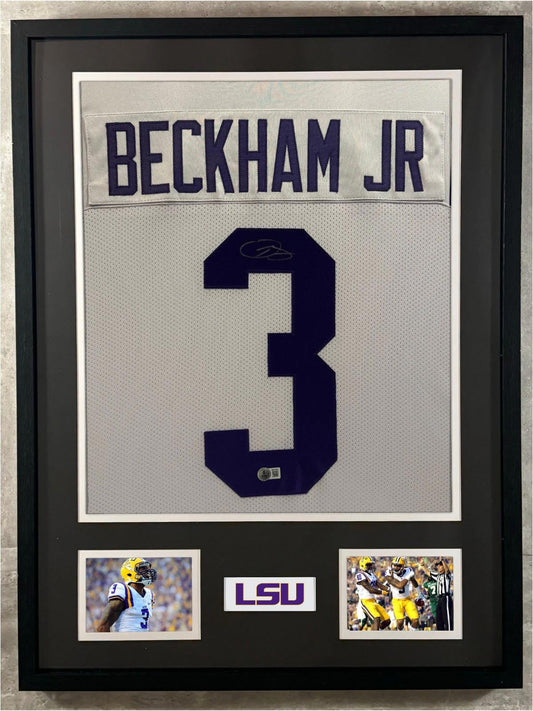 Odell Beckham Jr. Signed Jersey Framed W/ Beckett BAS COA LSU Tigers White Auto