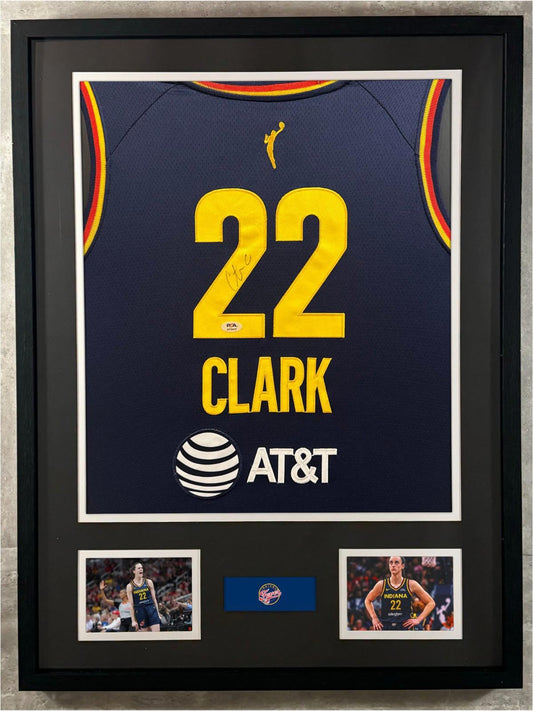 Caitlin Clark Signed Nike Jersey Framed W/ PSA COA Indiana Fever Navy Auto
