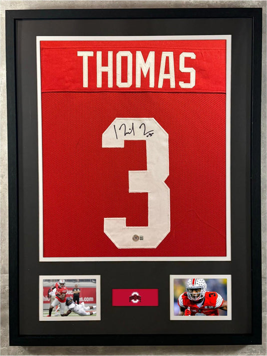 Michael Thomas Signed Jersey Framed W/ Beckett BAS COA Ohio State Buckeyes Red
