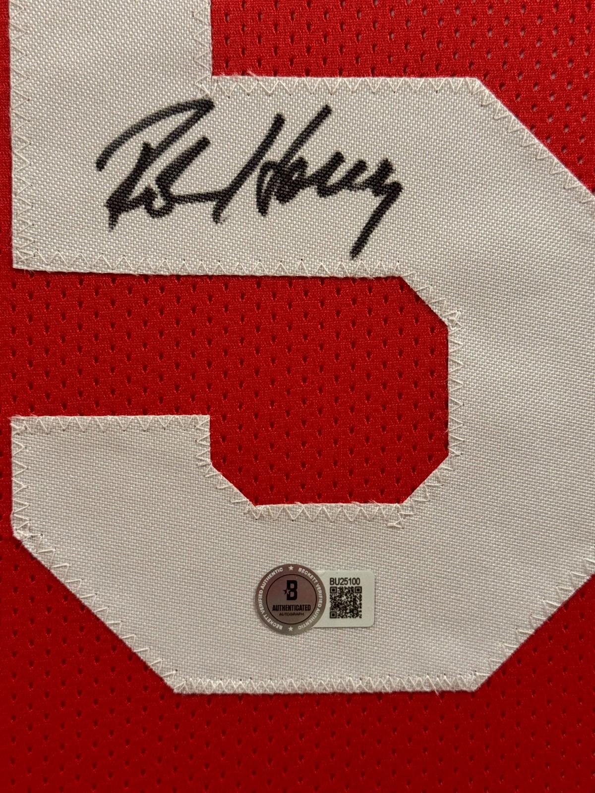 Robert Horry Signed Jersey Framed W/ Beckett BAS COA Houston Rockets Red Auto