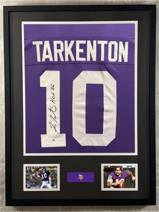 Fran Tarkenton Signed Jersey INSCRIPTION Framed W/ JSA COA Minnesota Vikings