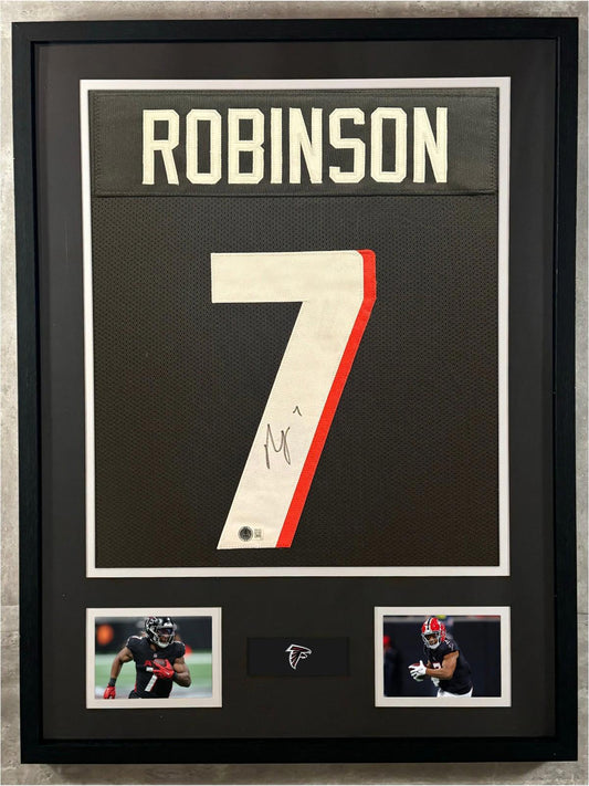 Bijan Robinson Signed Jersey Framed W/ Beckett BAS COA Atlanta Falcons Black