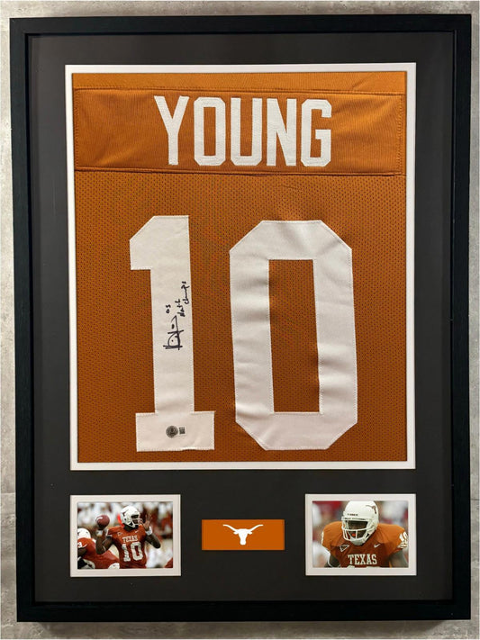 Vince Young Signed Jersey INSCRIPTION Framed W/ Beckett BAS COA Texas Longhorns