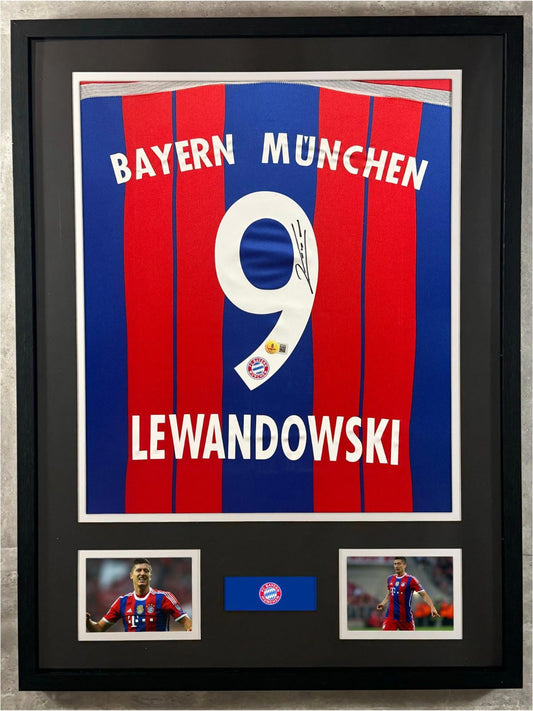 Robert Lewandowski Signed Jersey Framed W/ Beckett BAS COA FC Bayern Munich Blue
